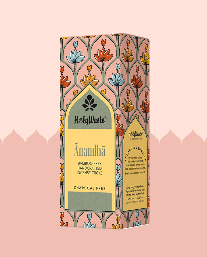 HolyWaste® Anandha Bamboo-less, Charcoal-free Incense Sticks (30 sticks)