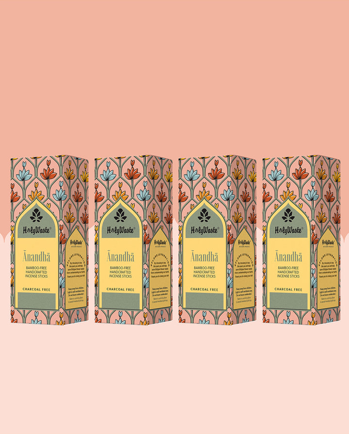 HolyWaste® Scents of Anandha Incense Combo Pack of 4 Fragrances (4 Packs)